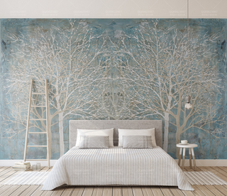 Trees Winter Wallpaper Murals-GraffitiWallArt