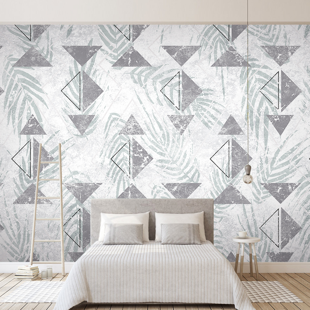 Triangular Pattern Leaves Wallpaper Murals-GraffitiWallArt