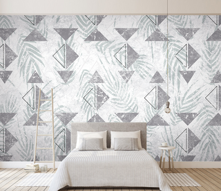 Triangular Pattern Leaves Wallpaper Murals-GraffitiWallArt