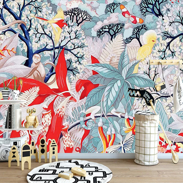 Tropical Colour of Life Wallpaper: Vibrant and Exotic-GraffitiWallArt