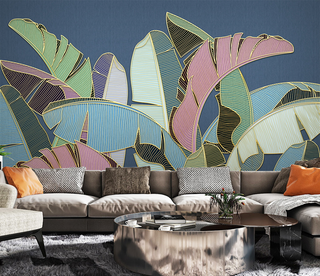 Tropical Coloured Leafs Wallpaper Murals-GraffitiWallArt