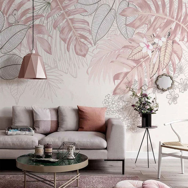 Tropical Plants Leaves Wallpaper: Vibrant Interiors-GraffitiWallArt