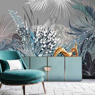 Tropical Wallpaper Mural - Lush Green Jungle Theme-GraffitiWallArt