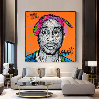 TuPac Graffiti Canvas Wall Art - Gift for Music Lovers-GraffitiWallArt