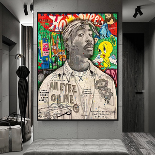 TuPac Rapper Singer Canvas Wall Art-GraffitiWallArt