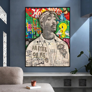 TuPac Rapper Singer Canvas Wall Art-GraffitiWallArt