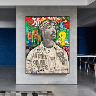 TuPac Rapper Singer Canvas Wall Art-GraffitiWallArt