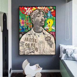 TuPac Rapper Singer Canvas Wall Art-GraffitiWallArt