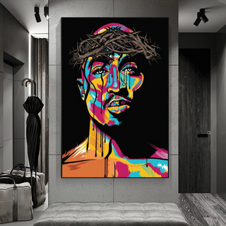 TuPac Singer Graffiti Colourful Canvas Wall Art-GraffitiWallArt