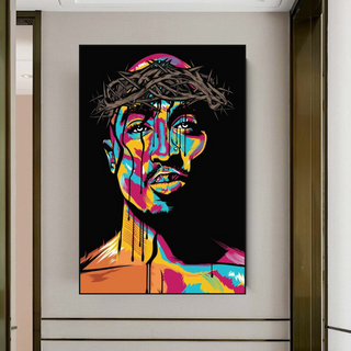 TuPac Singer Graffiti Colourful Canvas Wall Art-GraffitiWallArt