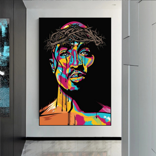 TuPac Singer Graffiti Colourful Canvas Wall Art-GraffitiWallArt