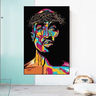 TuPac Singer Graffiti Colourful Canvas Wall Art-GraffitiWallArt