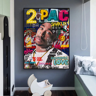 TuPac Singer Rapper Canvas Wall Art-GraffitiWallArt