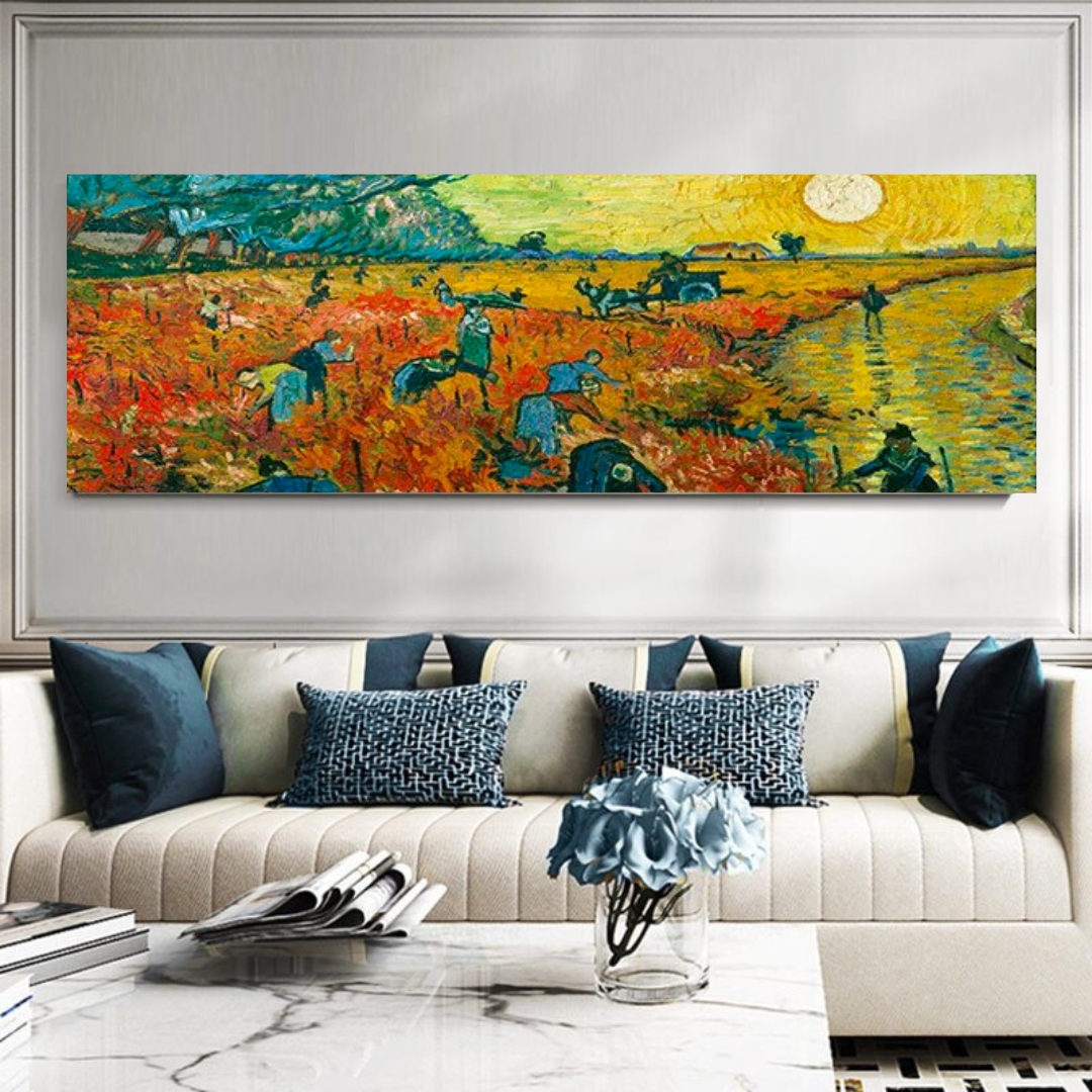 Van Gogh Impressionist Fields and Mountain Canvas Wall Art-GraffitiWallArt