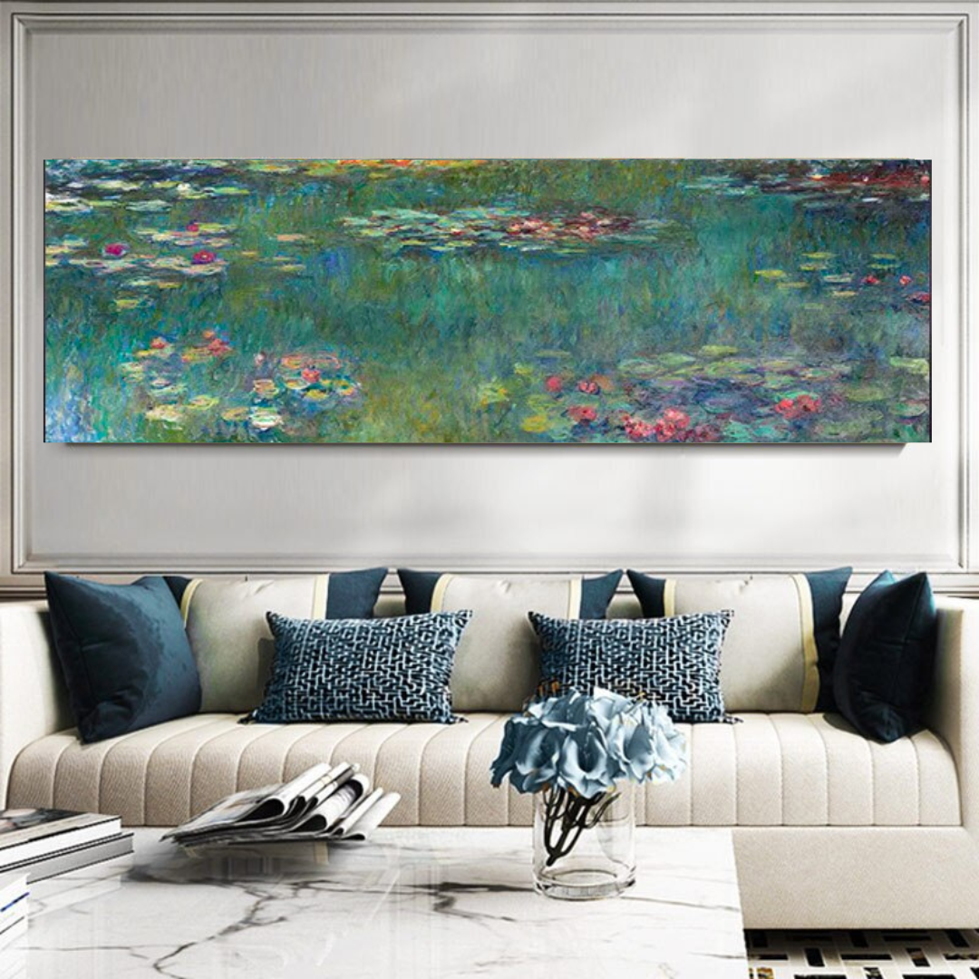 Van Gogh Impressionist Green Water with Lilies Canvas Wall Art-GraffitiWallArt