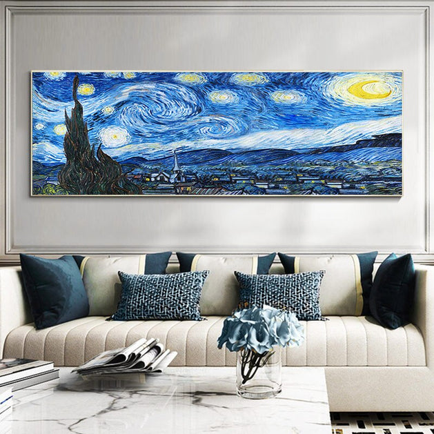Van Gogh Impressionist Moon Night Canvas Wall Art-GraffitiWallArt