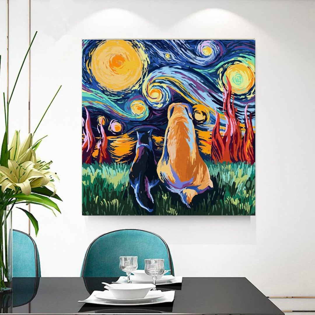 Van Gogh's Cat and Dog Reproduction Canvas Wall Art-GraffitiWallArt