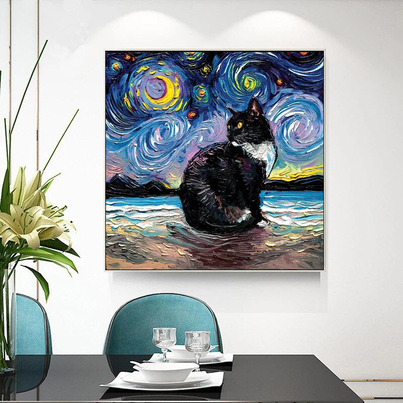 Van Gogh's Cats Reproduction Canvas Wall Art-GraffitiWallArt