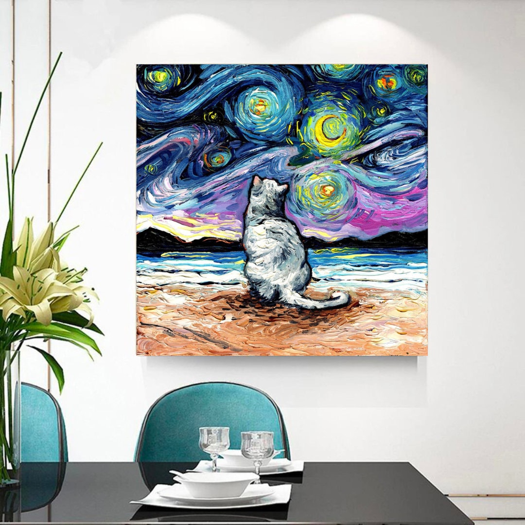 Van Gogh's Cats Reproduction Canvas Wall Art-GraffitiWallArt