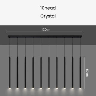 Lampadario a LED lungo in oro e nero