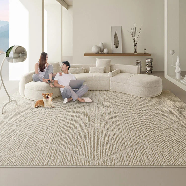 Linear Hexa 3D Diatom Silk Rugs for Living Room