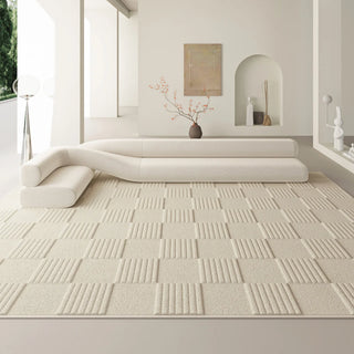 Linear Squares 3D Diatom Silk Rugs for Living Room