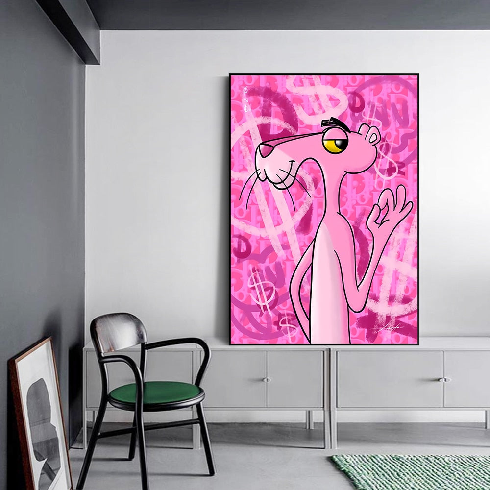 Vibrant Pink Panther - Captivating Wall Decor-GraffitiWallArt