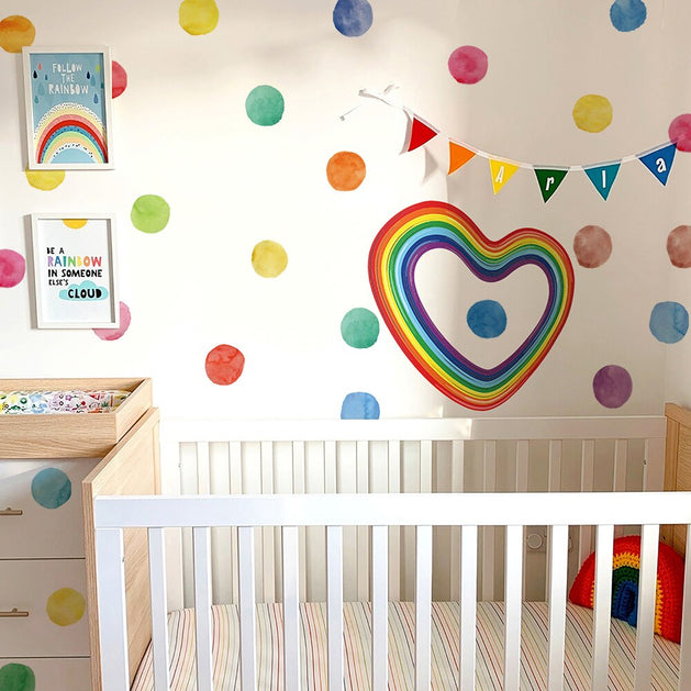 Vigor Heart Rainbow PVC Wall Stickers - Colorful with Dots-GraffitiWallArt