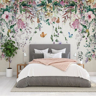 Vine Flowers Romantic Wallpaper for Home Wall Decor-GraffitiWallArt