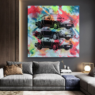 Vintage Cars Graffiti Canvas Wall Art-GraffitiWallArt