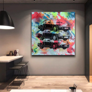 Vintage Cars Graffiti Canvas Wall Art-GraffitiWallArt