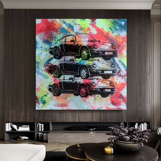 Vintage Cars Graffiti Canvas Wall Art-GraffitiWallArt