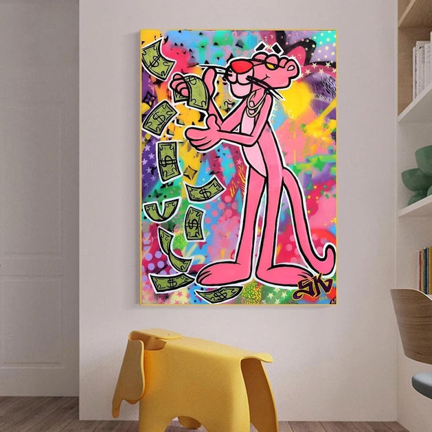 Vintage Cartoon Vibes - Pink Panther Poster Art-GraffitiWallArt