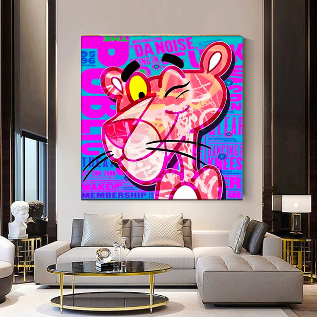 Vintage Cartoon Vibes - Pink Panther Poster Art-GraffitiWallArt