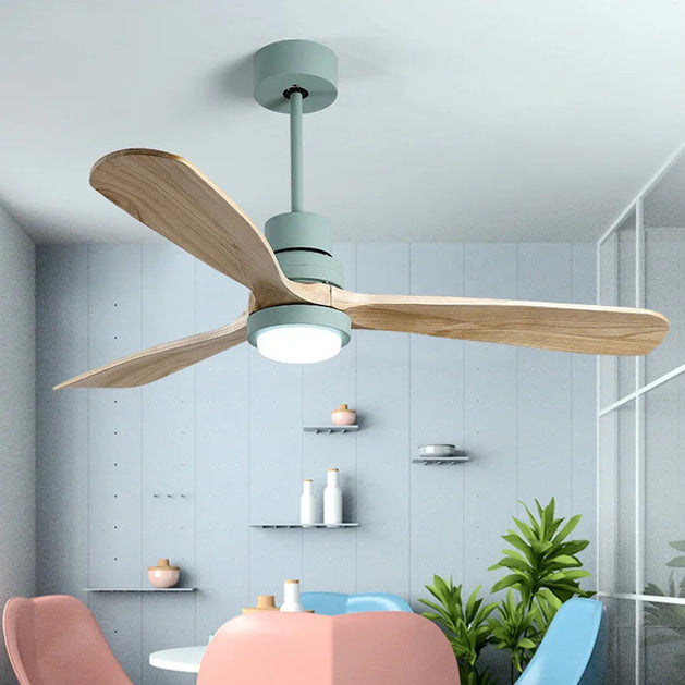Vintage Wooden Ceiling Fan with Light and Remote-GraffitiWallArt
