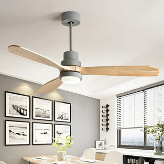 Vintage Wooden Ceiling Fan with Light and Remote-GraffitiWallArt