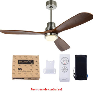 Vintage Wooden Ceiling Fan with Light and Remote-GraffitiWallArt