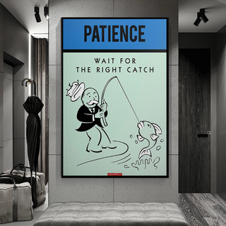 Wait for the Right Catch: Monopoly Canvas Wall Art-GraffitiWallArt