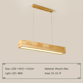 Walnut Wood Rectangular Hanging Light-GraffitiWallArt