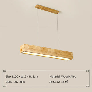 Walnut Wood Rectangular Hanging Light-GraffitiWallArt