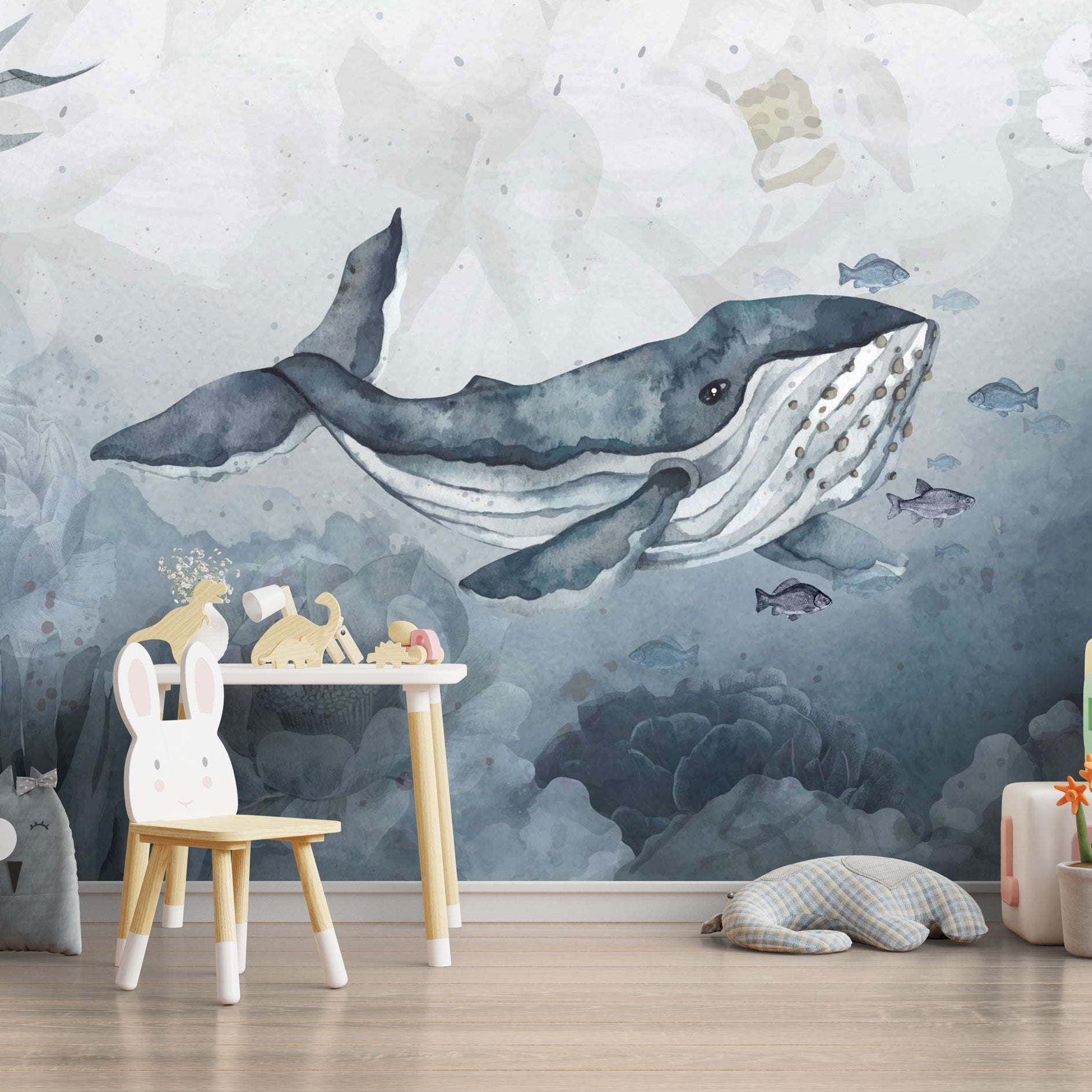 Whale Wallpaper Mural: Stunning Ocean-Themed Wall Decor-GraffitiWallArt