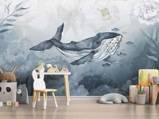 Whale Wallpaper Mural: Stunning Ocean-Themed Wall Decor-GraffitiWallArt