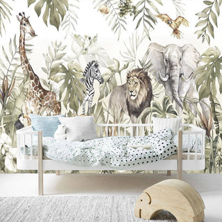 Whimsical Jungle Animal Friends Wallpaper-GraffitiWallArt