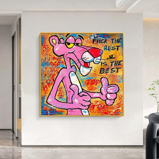 Whimsical Pink Panther - Playful Wall Art-GraffitiWallArt