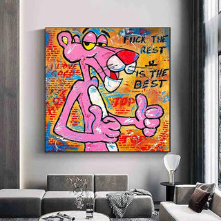 Whimsical Pink Panther - Playful Wall Art-GraffitiWallArt