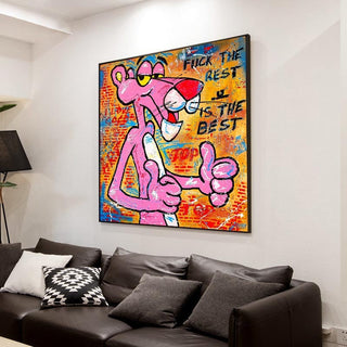 Whimsical Pink Panther - Playful Wall Art-GraffitiWallArt