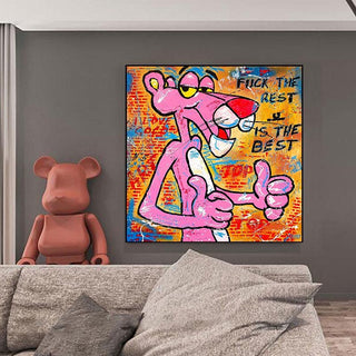 Whimsical Pink Panther - Playful Wall Art-GraffitiWallArt