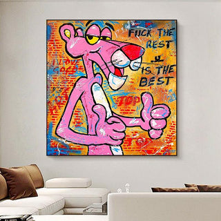 Whimsical Pink Panther - Playful Wall Art-GraffitiWallArt