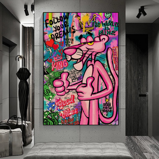 Whimsical Pink Panther Poster - Stylish Art-GraffitiWallArt