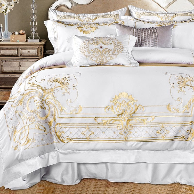 White Egyptian Cotton Bedding Set | Cotton Bedding Set-GraffitiWallArt